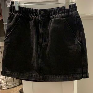 Black denim mini skirt